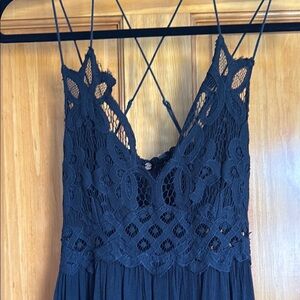 Free People Adella Black Spaghetti Strap Maxi Gown